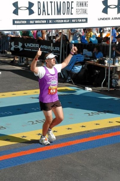 Crossing the Finish Line at the Baltimore Marathon