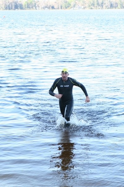 Exiting the swim course at 2009 Waldo Triathlon