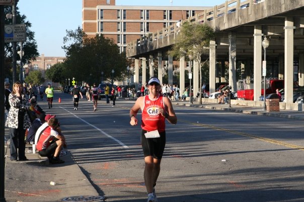 Starting the 26.2-mile marathon run course.