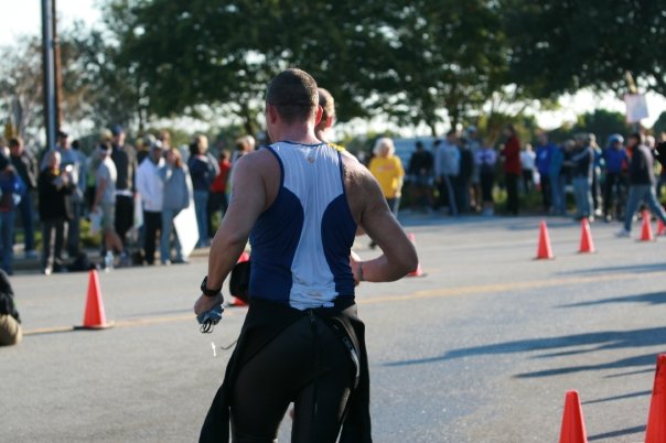 Making my way from the swim to T1.