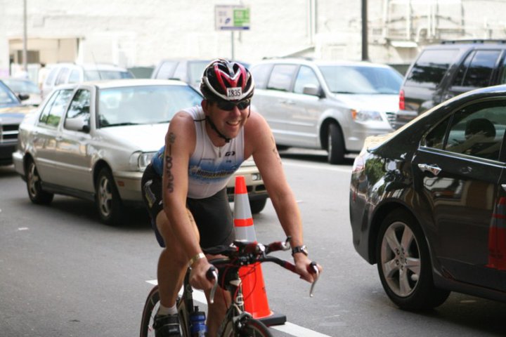 Coming in off the bike to T2.