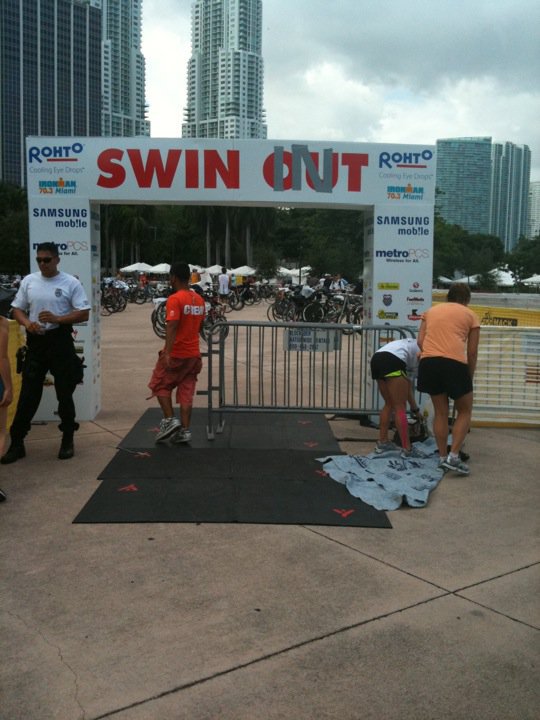 Swim entrance at Ironman 70.3 Miami