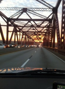 Event traffic on Matthews Bridge on Gate River Run race day.