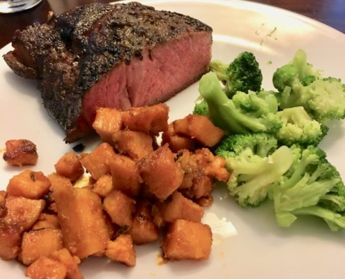Steak and paprika sweet potatoes