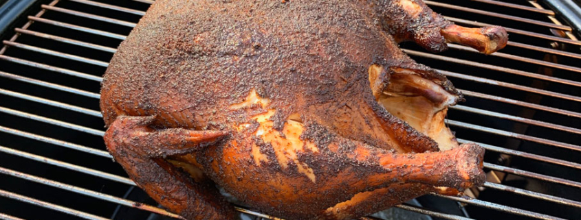 Chicken cooking on the smoker