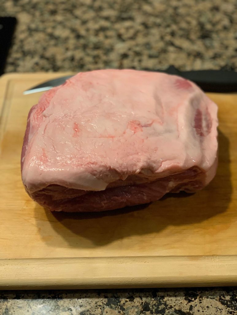 Pork butt ready for trimming (bottom)