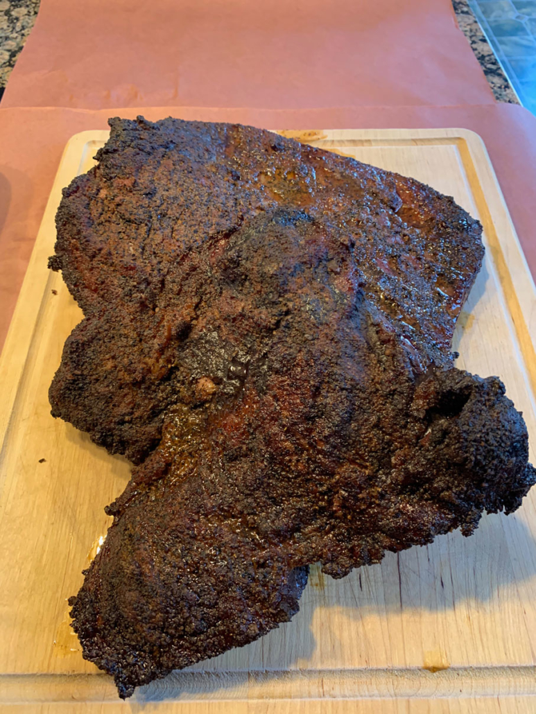 Point with a nice bark developing, after pulling from smoker