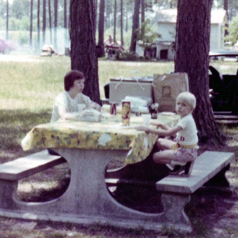 Lunch on the side of the road on a trip to Six Flags over Georgia (Atlanta), c. 1976